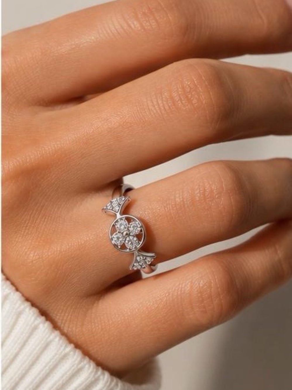 Silver Floral Cluster Ring